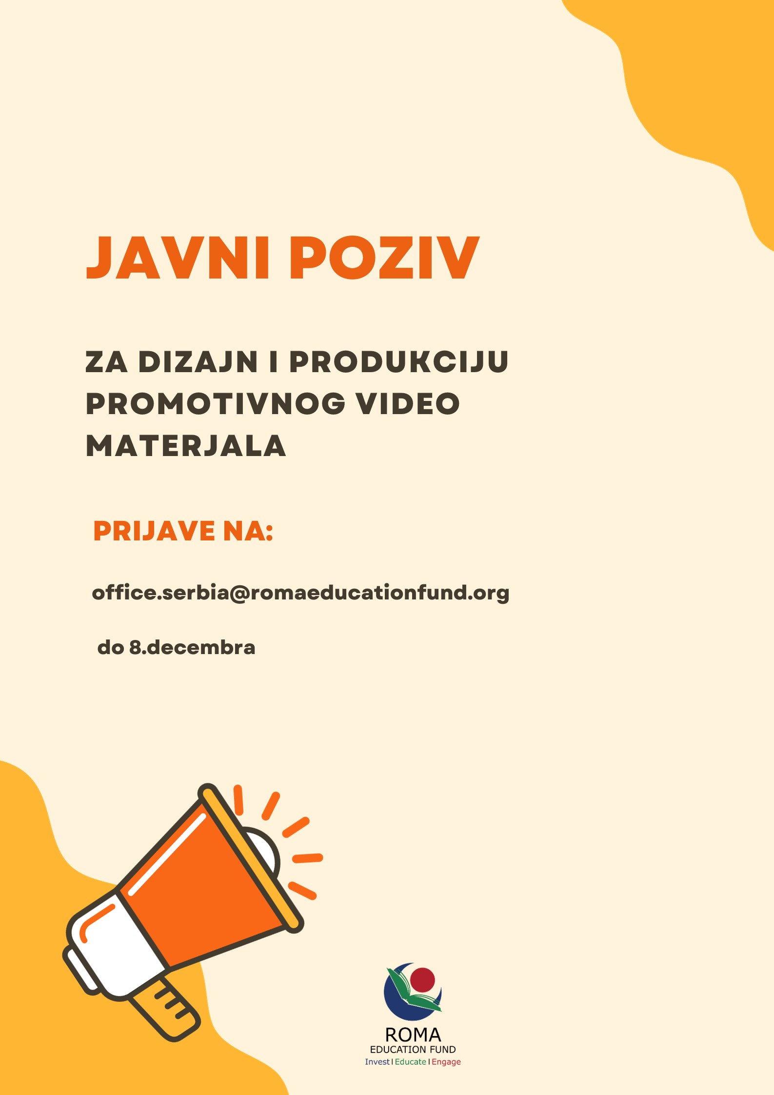 Javni poziv za dizajn i produkciju promotivnog video materijala